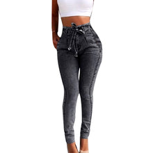 Load image into Gallery viewer, Fashion Belted High Waist Skinny Jeans