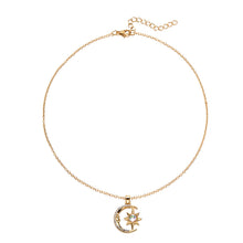 Load image into Gallery viewer, Fashion Jewelry Fashion Moon Star Zircon Pendant Necklace Stainless Steel Light Luxury Choker Jewelry Party Gifts for Women Girls