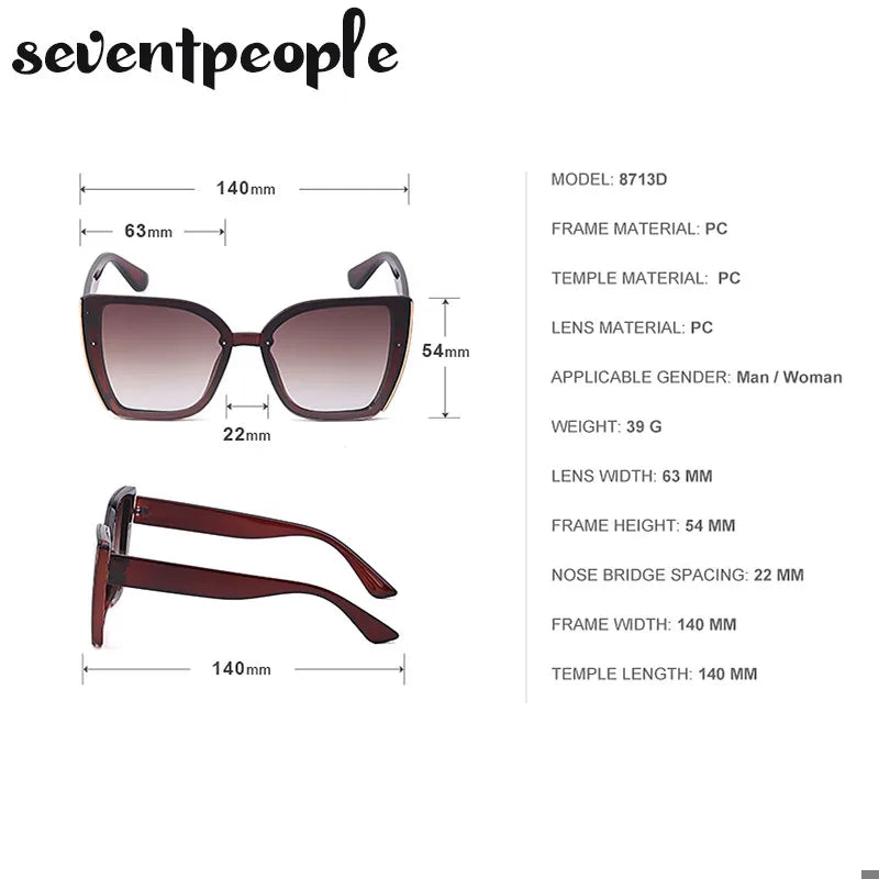  2024 Luxury Brand Fashion Square Sun Glasses for Ladies