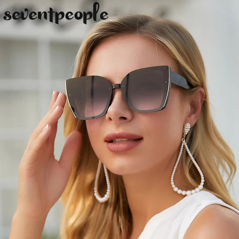  2024 Luxury Brand Fashion Square Sun Glasses for Ladies