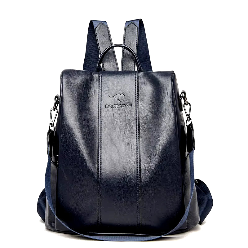 Anti-Theft Leather Backpack