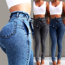 Load image into Gallery viewer, Fashion Belted High Waist Skinny Jeans