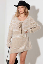 Load image into Gallery viewer, Relax Fit Mixed-Stitch Front Tie Tunic Sweater Dress