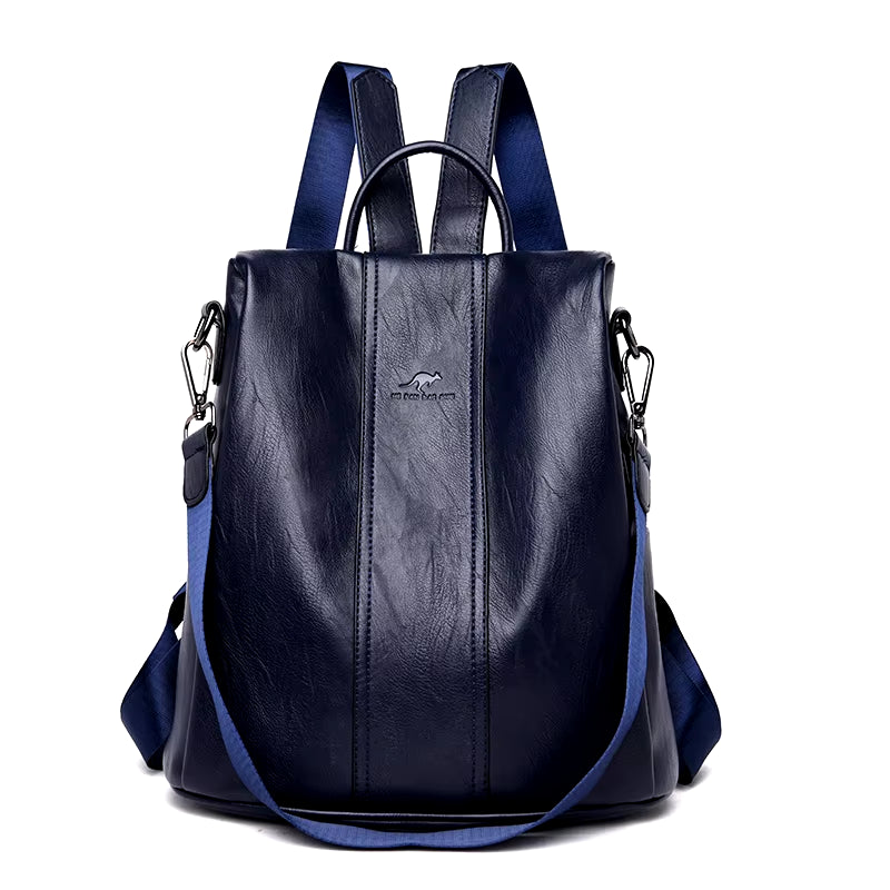 Anti-Theft Leather Backpack